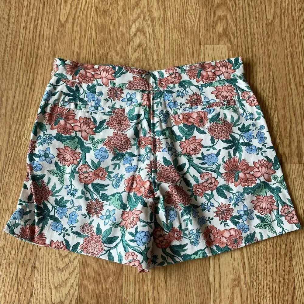 Janie and Jack Floral Side Zip Adjustable Waistband Shorts White 12